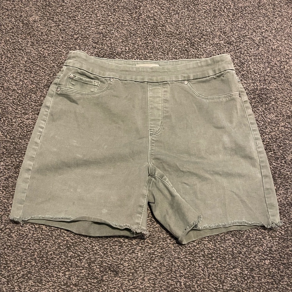 Casual Green Denim Shorts